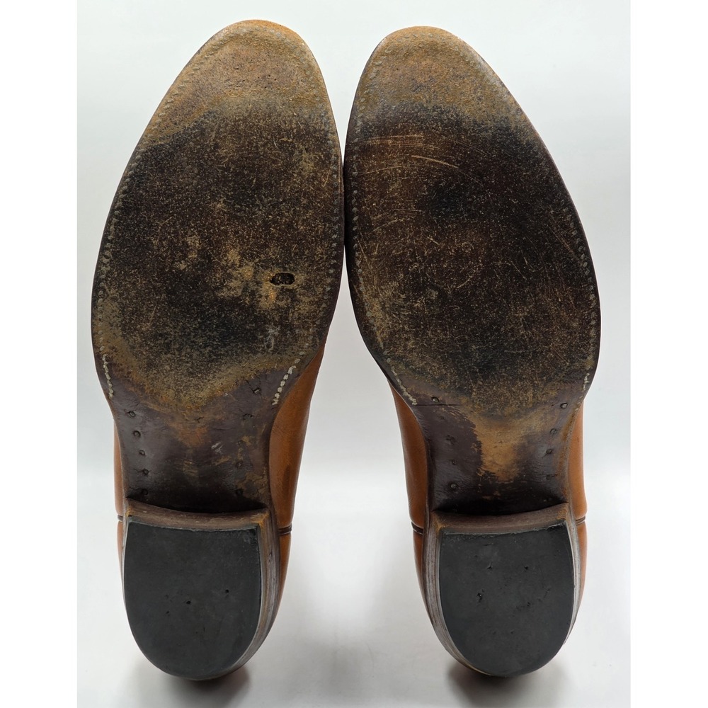 Vintage Justin Cowboy Boots Mens Size 9 D Style 2497 Cognac Leather USA Made - Picture 13 of 13